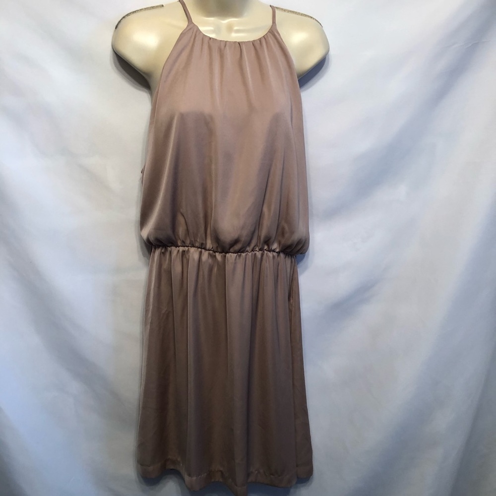 Rose Gold Lace Back Halter neck Dress